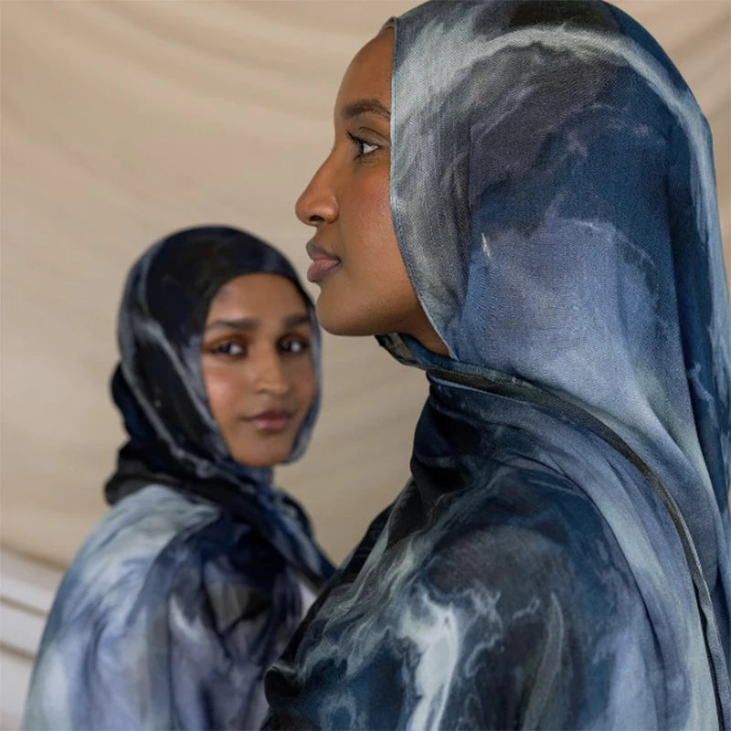 Écharpe en marbre Hijab imprimé aquarelle, Protection solaire douce et respirante