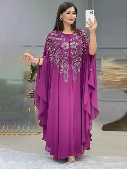 Abayas de Luxe en Mousseline de Soie pour Femme, Boubou, Caftan Marocain, Djellaba