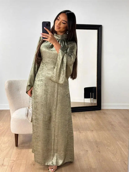 Abaya-Robe de luxe en satin pour femme, caftan kebaya marocain