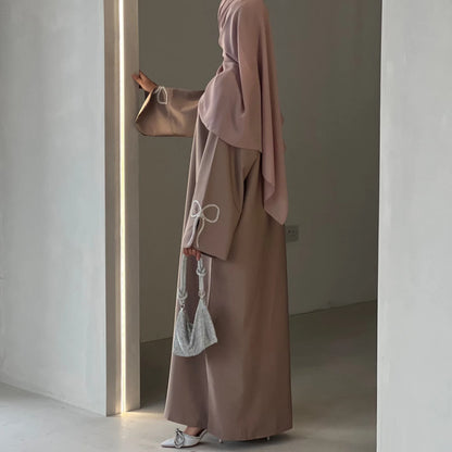 Robe Abaya de luxe cloutée pour femmes, modeste ornée de cristaux