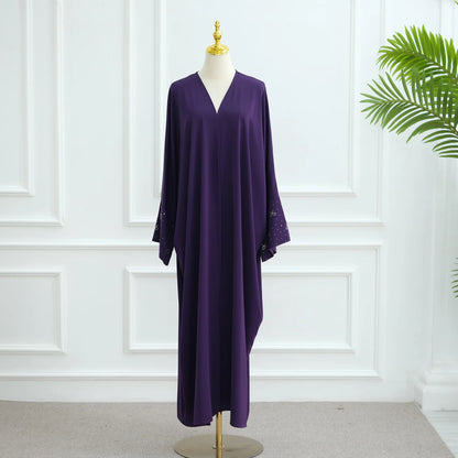 Abaya de luxe de dubaï avec nœud perlé, robe modeste pour femmes élégante