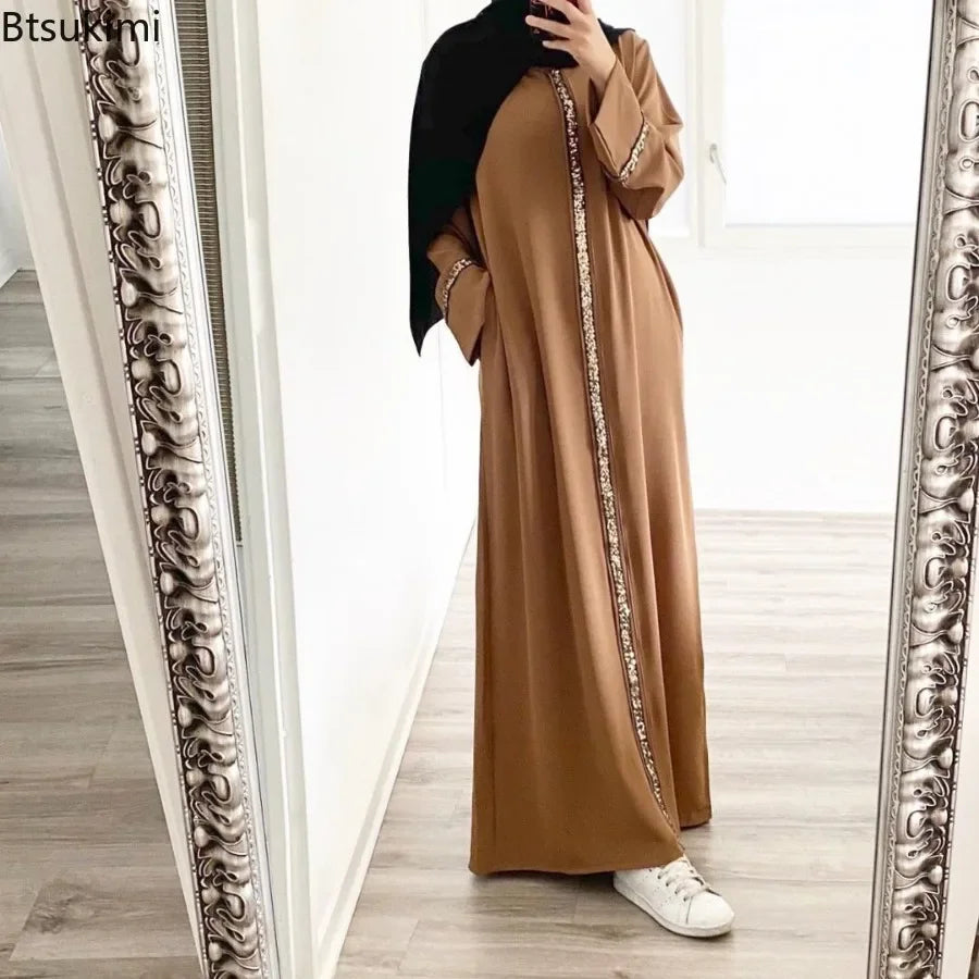 Mode Abaya longue Robe pour les femmes élégant épissure paillettes