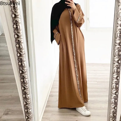 Mode Abaya longue Robe pour les femmes élégant épissure paillettes