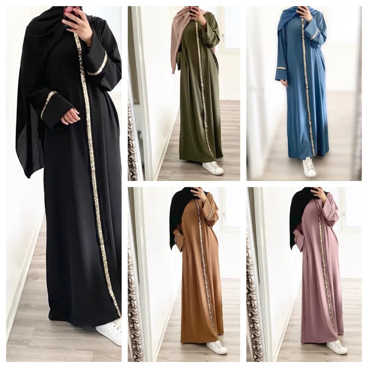 Mode Abaya longue Robe pour les femmes élégant épissure paillettes