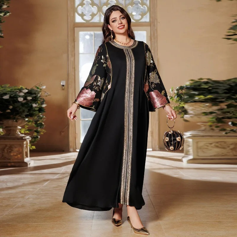 Robe Abaya élégante de Dubaï pour femmes, robe longue brodée pour femmes