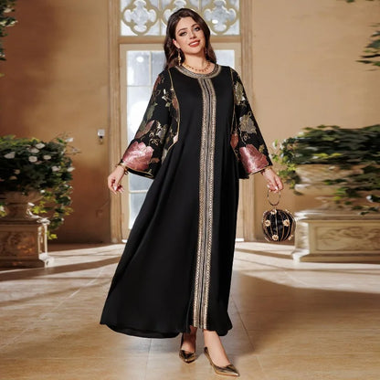 Robe Abaya élégante de Dubaï pour femmes, robe longue brodée pour femmes
