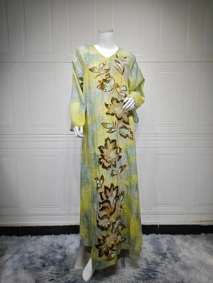 Abayas de luxe de Dubaï, Djellaba de l'Aïd, Robe longue pour femmes  à sequins
