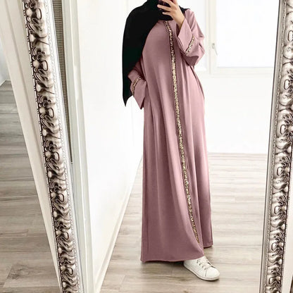 Mode Abaya longue Robe pour les femmes élégant épissure paillettes