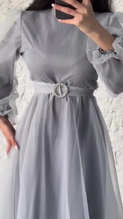 Abayas de Dubaï à col mi-haut pour femmes, en gaze, caftan décontracté