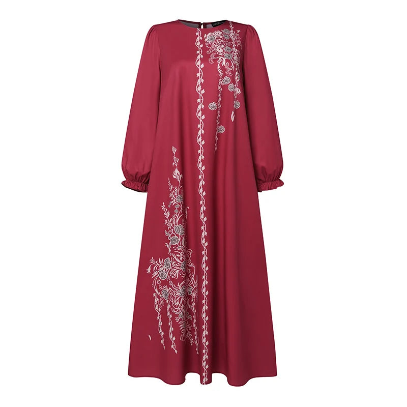 Femmes élégant imprimé fleuri Robe Maxi musulmane Abaya ZANZEA