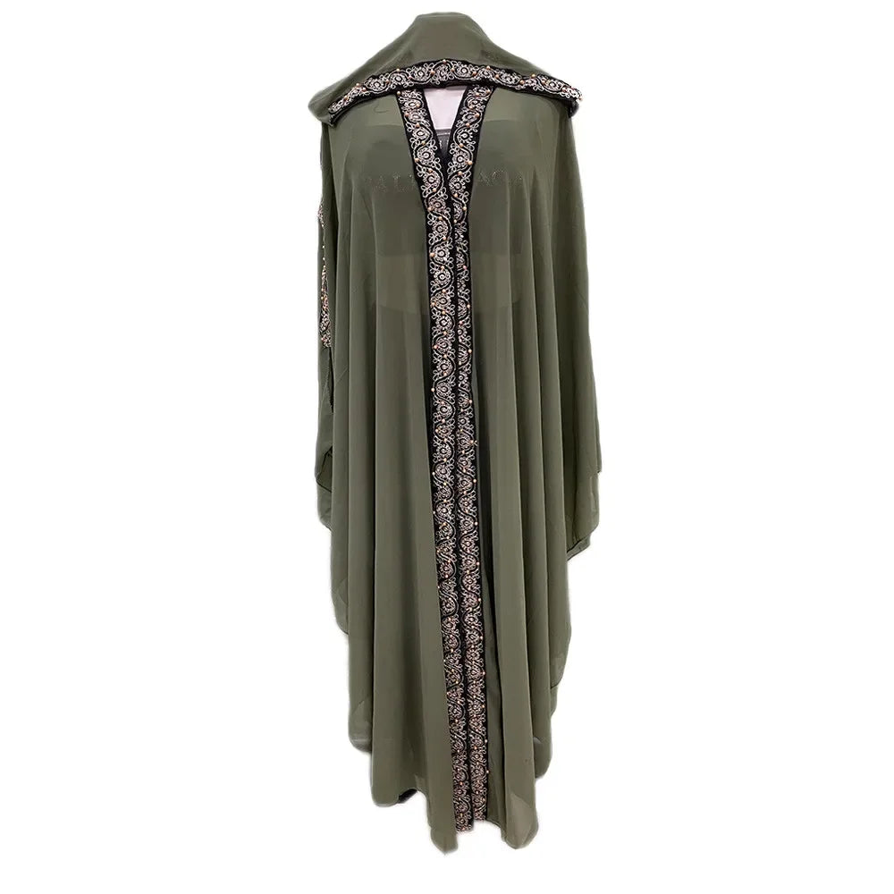 Abaya marocain caftan dubaï robe Maxi à capuche manches chauve-souris