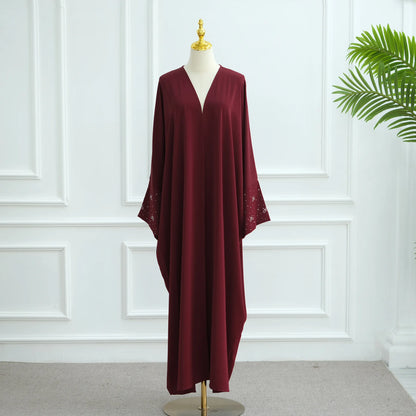 Abaya de luxe de dubaï avec nœud perlé, robe modeste pour femmes élégante