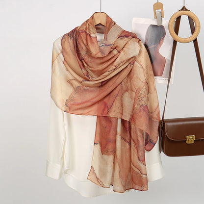 Écharpe en marbre Hijab imprimé aquarelle, Protection solaire douce et respirante