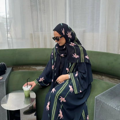 Abaya écharpe imprimé musulman Cardigan robes Abayas caftan