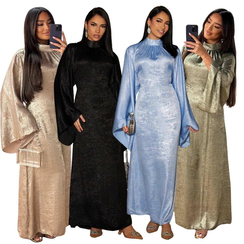 Abaya-Robe de luxe en satin pour femme, caftan kebaya marocain