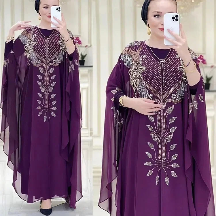Abayas de Luxe en Mousseline de Soie pour Femme, Boubou, Caftan Marocain, Djellaba