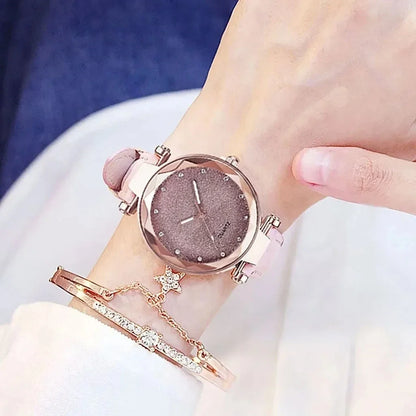 Montre-bracelet ciel étoilé avec biscuits pour femme