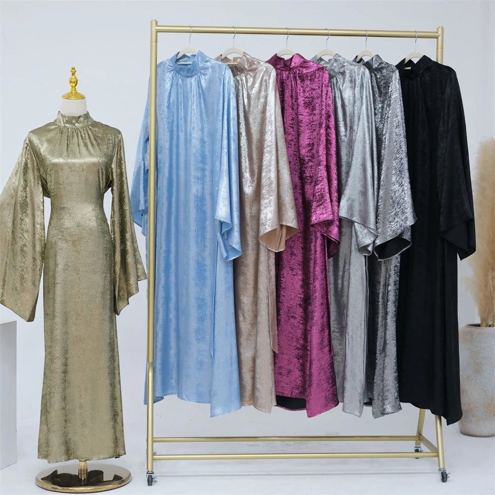 Abaya-Robe de luxe en satin pour femme, caftan kebaya marocain