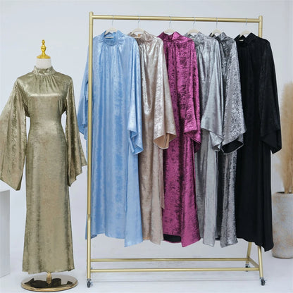 Abaya-Robe de luxe en satin pour femme, caftan kebaya marocain