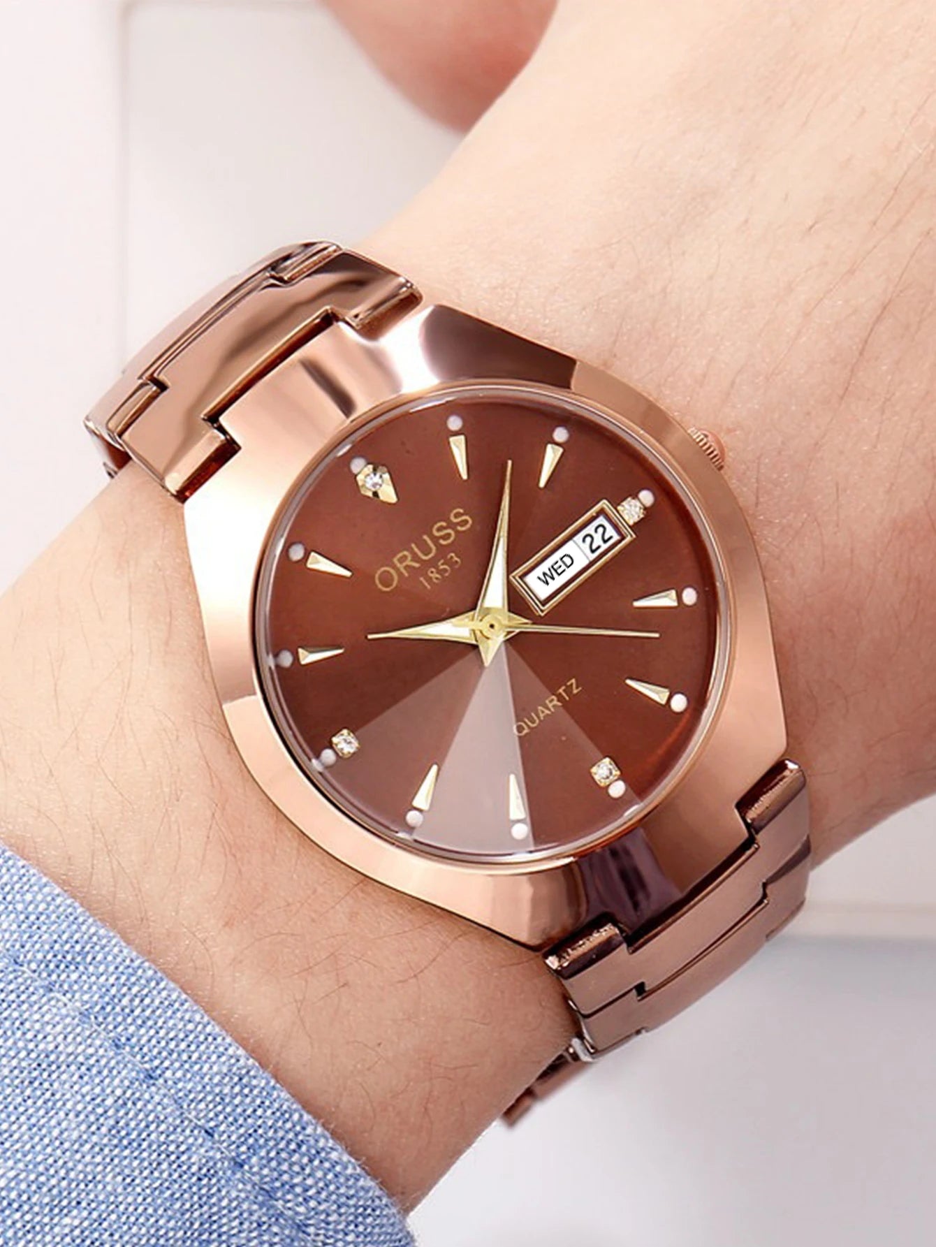 ORUSS-Montre de couple étanche pour hommes et femmes, quartz