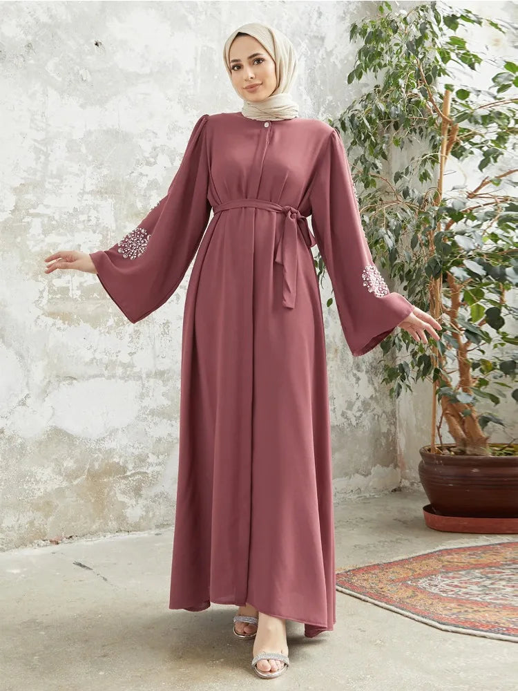 Abaya pour femmes de Dubaï, robe maxi perlée, Kaftan turc