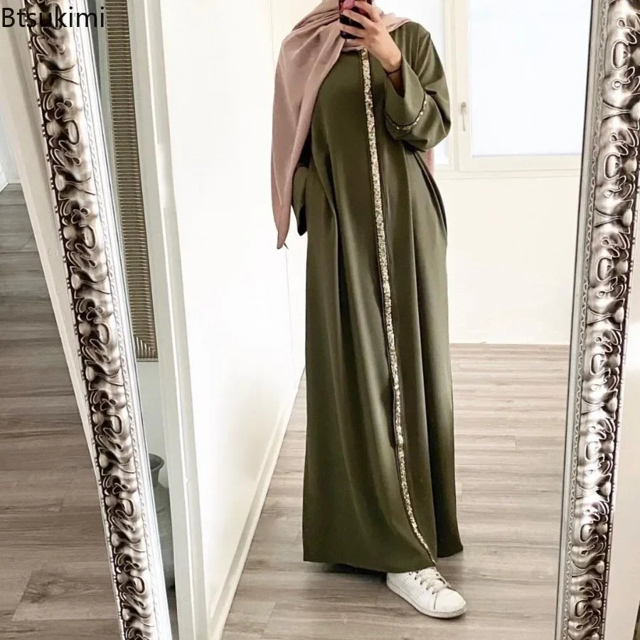 Mode Abaya longue Robe pour les femmes élégant épissure paillettes