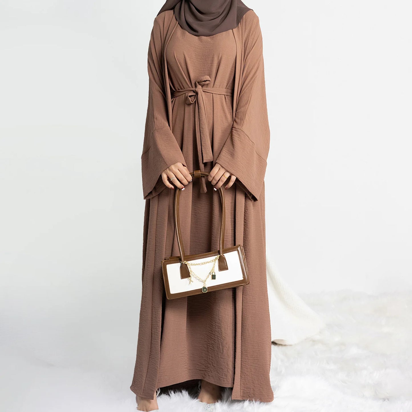 Ensemble de luxe pour femmes, Abaya ouverte, Kaftan, Dubaï, Turquie