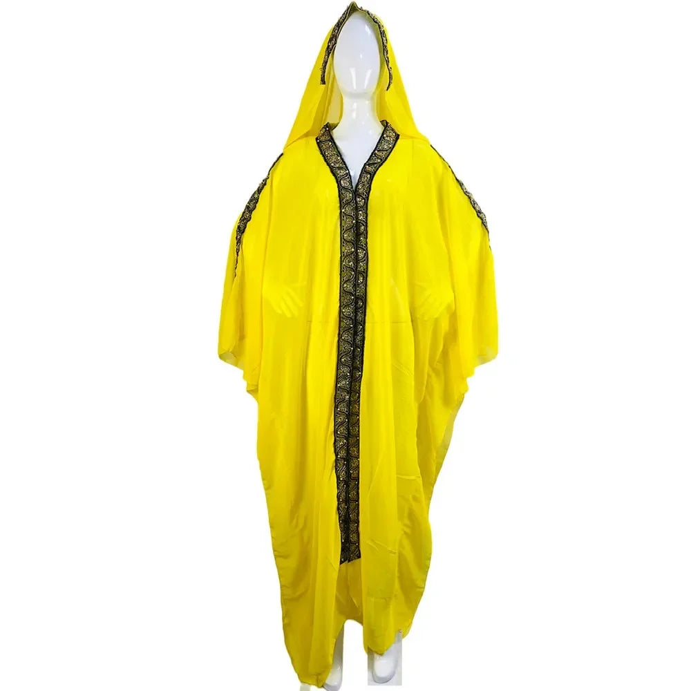 Abaya marocain caftan dubaï robe Maxi à capuche manches chauve-souris