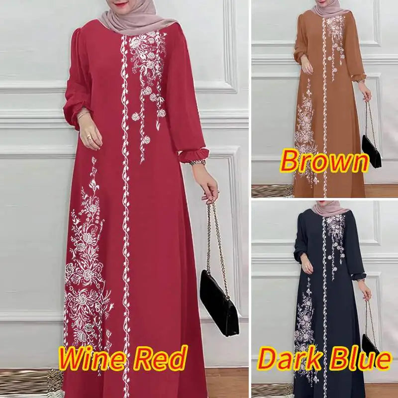 Femmes élégant imprimé fleuri Robe Maxi musulmane Abaya ZANZEA