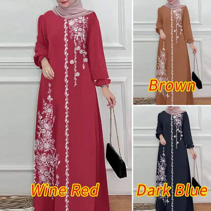 Femmes élégant imprimé fleuri Robe Maxi musulmane Abaya ZANZEA