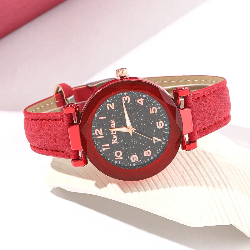 Montre-bracelet analogique en cuir pour femme, simple et décontractée,