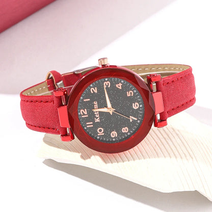 Montre-bracelet analogique en cuir pour femme, simple et décontractée,