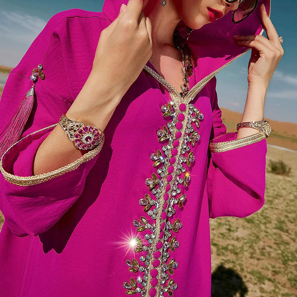 Luxe dubaï Abaya diamants caftan Jalabiya