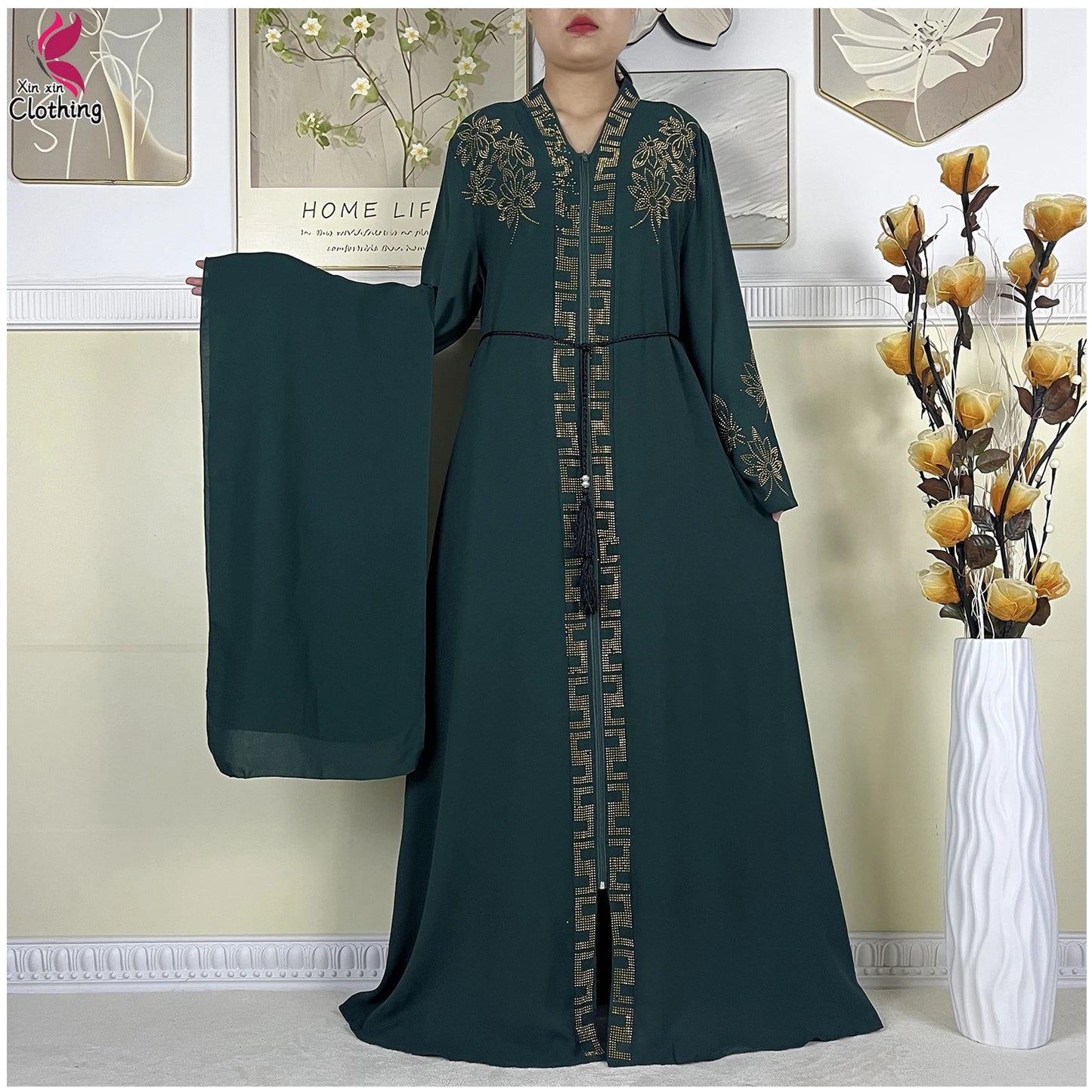 Nouveau Abayas pour femmes Robe à manches longues dubaï