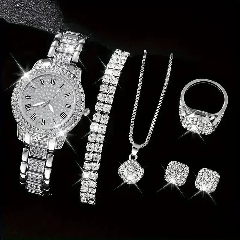 6 pièces ensemble femmes Montre horloge cadran romain marque de luxe Design