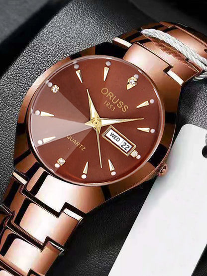 ORUSS-Montre de couple étanche pour hommes et femmes, quartz