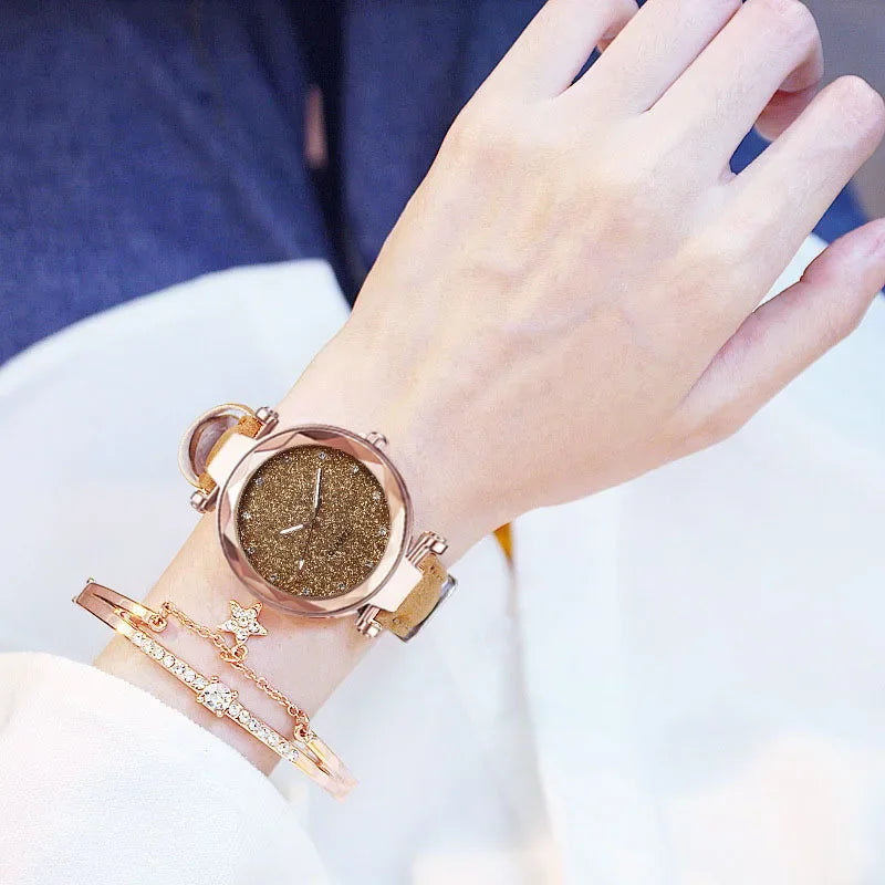 Montre-bracelet ciel étoilé avec biscuits pour femme