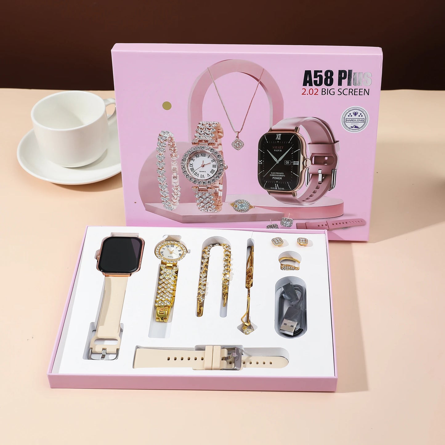 Nouveau ensemble de bijoux pour femmes smartwatch A58 Plus