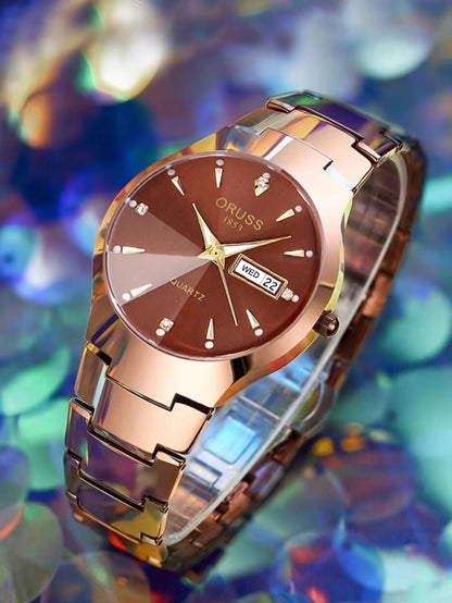 ORUSS-Montre de couple étanche pour hommes et femmes, quartz