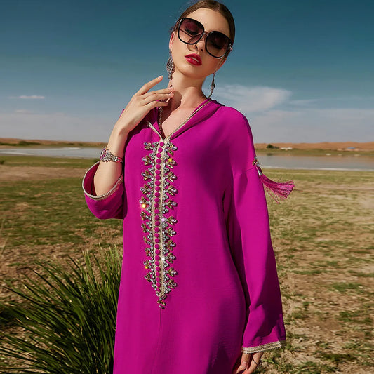 Luxe dubaï Abaya diamants caftan Jalabiya