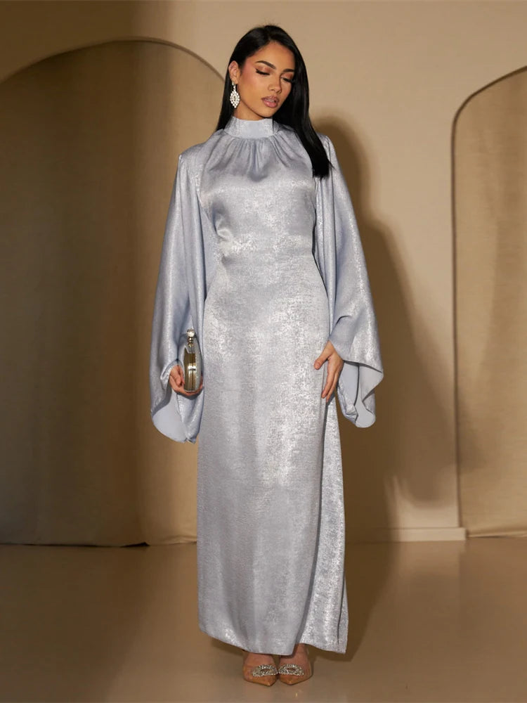 Abaya-Robe de luxe en satin pour femme, caftan kebaya marocain