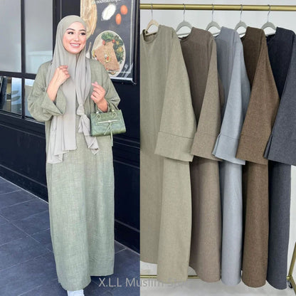 Abaya en lin décontracté pour filles, kebaya, kaftan, Turquie