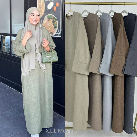 Abaya en lin décontracté pour filles, kebaya, kaftan, Turquie