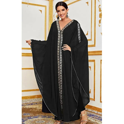 Abaya marocain caftan dubaï robe Maxi à capuche manches chauve-souris