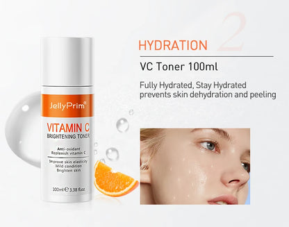 Ensemble de blanchiment du visage à la vitamine C, anti-taches éclaircissant, hydratant