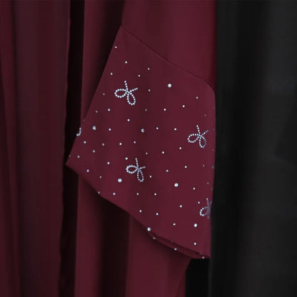 Abaya de luxe de dubaï avec nœud perlé, robe modeste pour femmes élégante