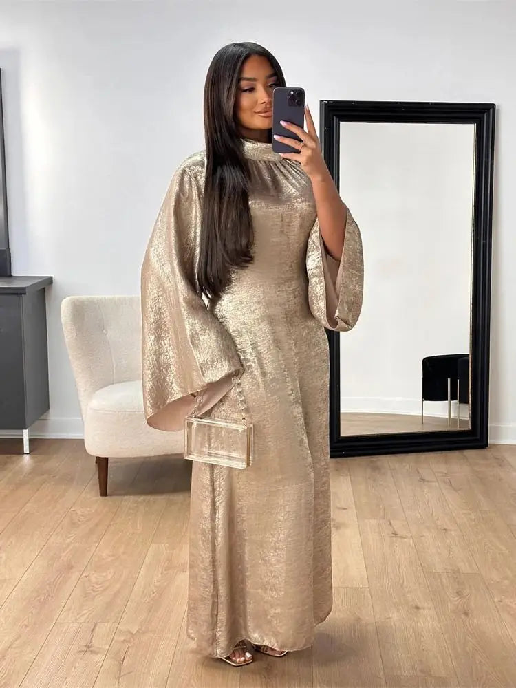 Abaya-Robe de luxe en satin pour femme, caftan kebaya marocain