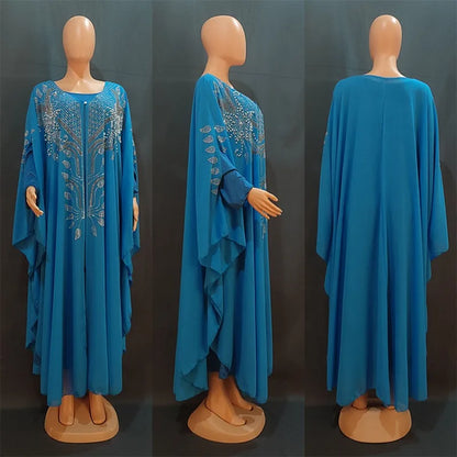 Abaya robes pour femmes col rond perles caftan