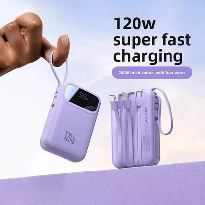 Batterie externe à charge super rapide 120W, nouvelle batterie externe de grande capacité 20000mAh avec câble