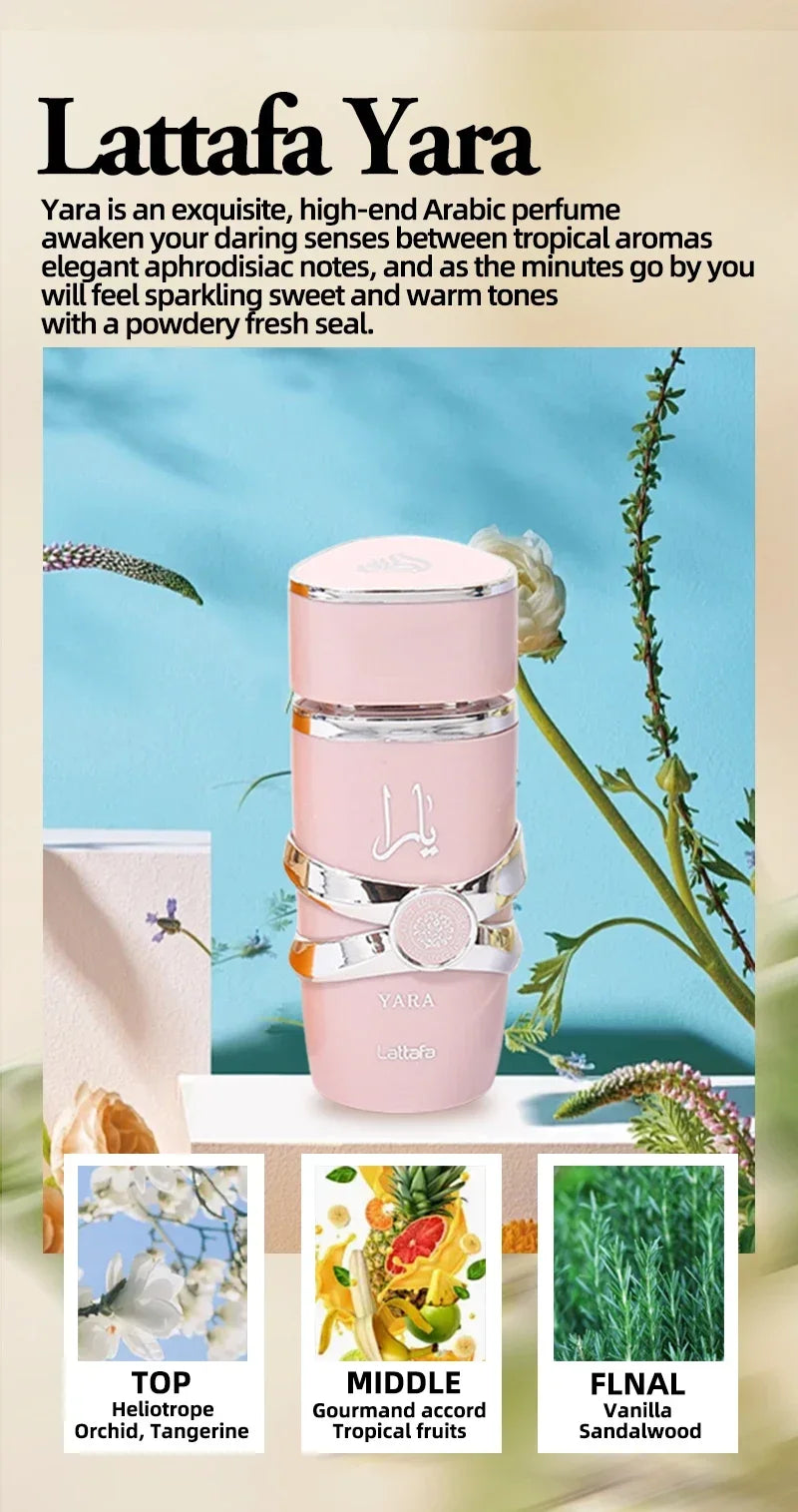 Eau De Parfum arabe Lattafa Yara Original, Parfum aux heromones Unisexe, 100 ml